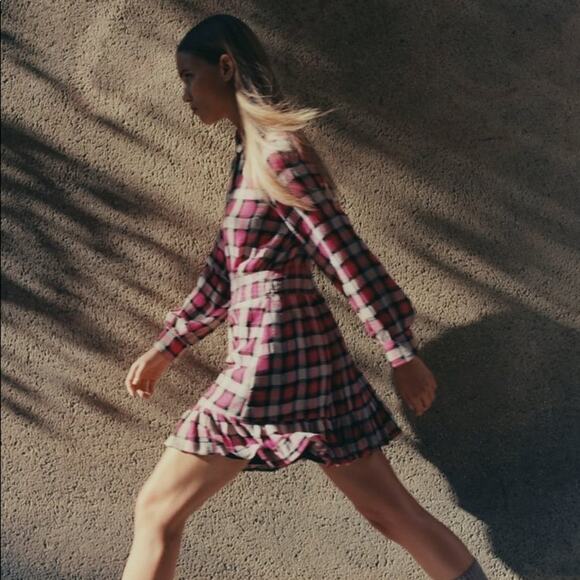 ZARA CHECK SHORT DRESS MULTICOLORED - Picture 3 of 6